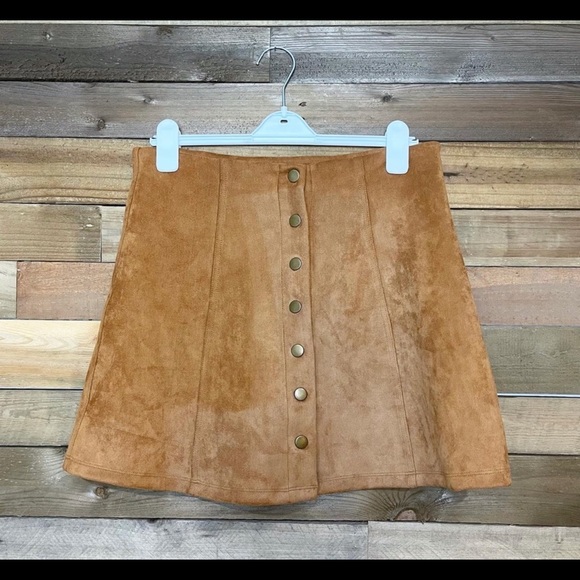 ❌SOLD❌ wishlist • faux suede button down skirt fall large vegan - Picture 2 of 5